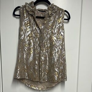 Elie Tahari Gold and Silver Sleeveless Top size small